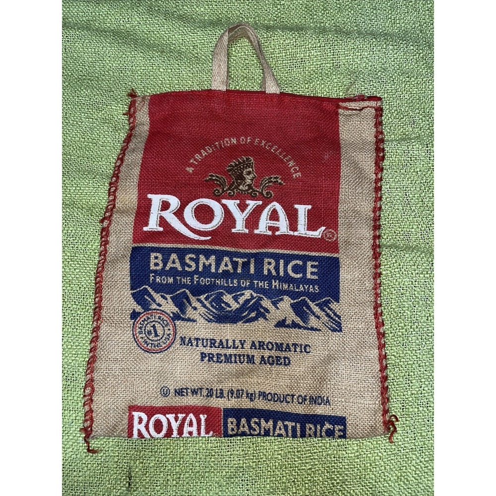Royal Basmati‎ Rice Burlap Tote Bag Sack Zipper